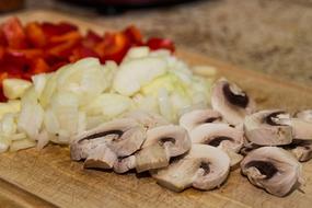 Mushrooms and Onions Sliced