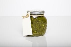 pesto in a glass jar