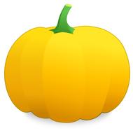 Beautiful, orange and yellow, gradient pumpkin, at white background, clipart