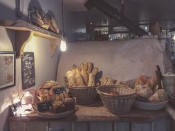 variety of breads in the bakery