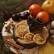 Christmas Food, dried Fruits and spices