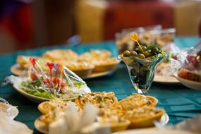 snacks on plates on a table in a restaurant