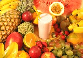 tropical Fruits and Juice in glass