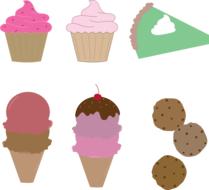 cupcake and pie and ice cream