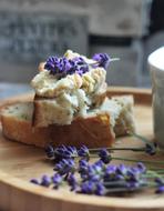 bread with pate and lavender