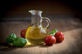 Olive Bottles and red tomatoes