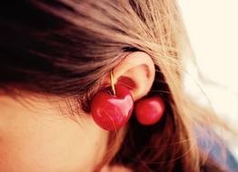 red cherries as earrings for girls