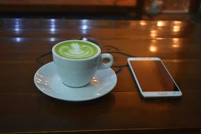 Green Tea Latte Coffee at cafe