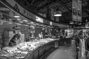 Fish Market Seafood black and white