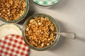 Rolled oats in jars