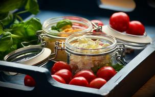 Mediterranean ingredients on a tray