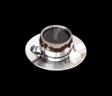 coffee in a stylish silver cup