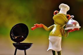 grill for funny frog figurine