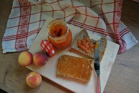 Peach Jam and bread Food