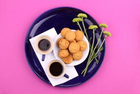 cookies and coffee on a tray