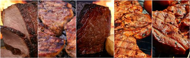 Collage with the beautiful and colorful, grilled meat