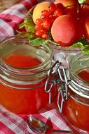 apricot jam in glass jars