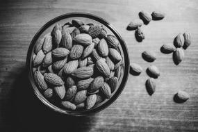 monochrome photo of Almond Dry Fruits