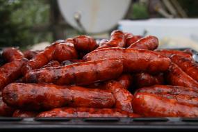 Chorizo Barbecue close-up on blurred background