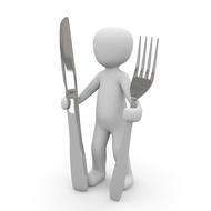 white figure with knife and fork