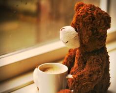 morning coffee for teddy bear