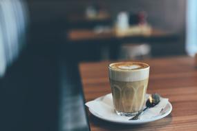 Coffee Cafe at Wood table