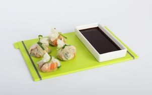 Japanese food with sauce on the board
