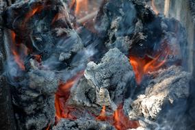 burning coals for barbecue