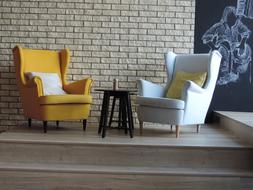 two armchairs as furniture in a cafe