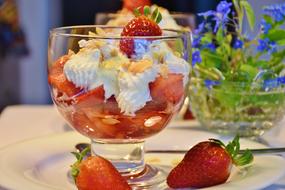 Strawberries Ice cream in glass