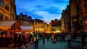 evening in the historic center of Prague