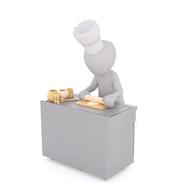 cooking, abstract person rolling dough, render