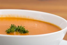 orange cream soup with herbs