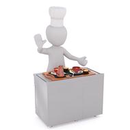 3D model of a chef near the table with food