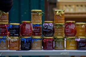 jars of jam at the farmers' market