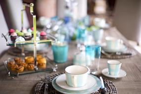 decor on a served table in a house with a blurred background