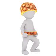 3d, white figure of a human, in colorful pineapple cap and belt, at white background, clipart