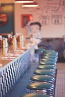 Interior of the cafe with the colorful Betty Boop on the Route 66