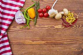 variety of ingredients on a wooden cutting board