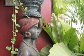 african woman sculpture, garden deco