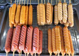 stacks of Sausage on grill, Barbecue