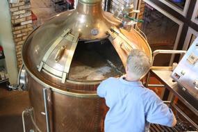 copper barrels at the brewery