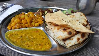 Indian Food on metal plate