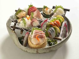 Close-up of the colorful Asian food with seafood, in the bowl, clipart