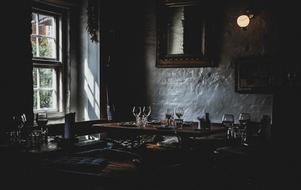 Table in Dark Restaurant