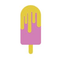 Beautiful, pink and yellow ice cream on the stick, at white background, clipart