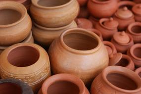 clay pots close up