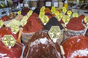 heap of spices in the market close-up