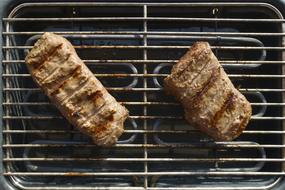 Beautiful, grilled lamp meat on the grill, in light