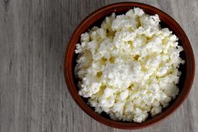 cottage cheese in a clay bowl